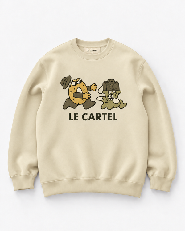 ATTRAPE-MOI SI TU PEUX・Crewneck unisexe brodé・Crème
