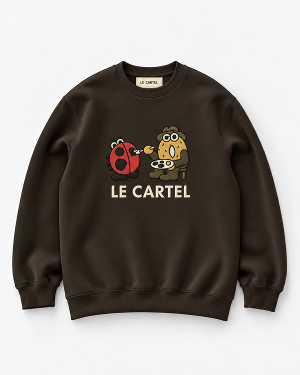 DESSINE-MOI UNE COCCINELLE・Crewneck unisexe brodé・Chocolat