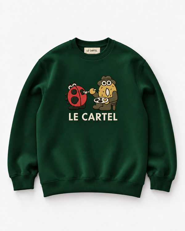 DESSINE-MOI UNE COCCINELLE・Crewneck unisexe brodé・Vert