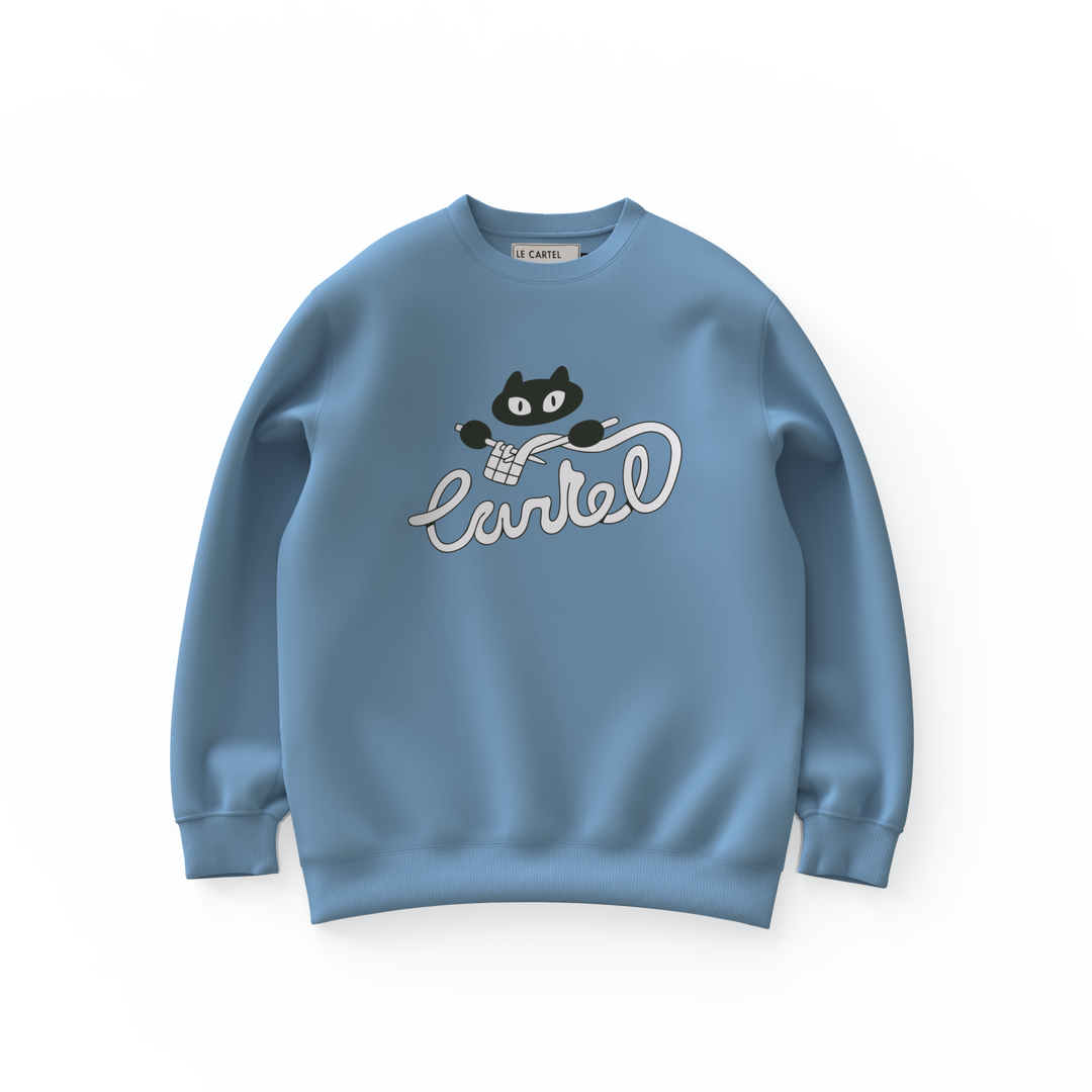 BOULE DE POIL・Crewneck unisexe・Bleu poudre