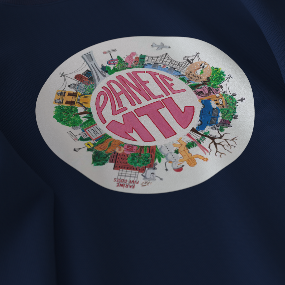 PLANÈTE MTL・Crewneck unisexe・Bleu marin