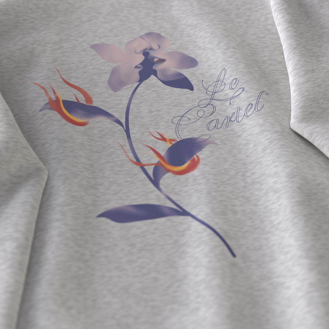 COMBUSTION LENTE・Crewneck ample unisexe・Gris chiné