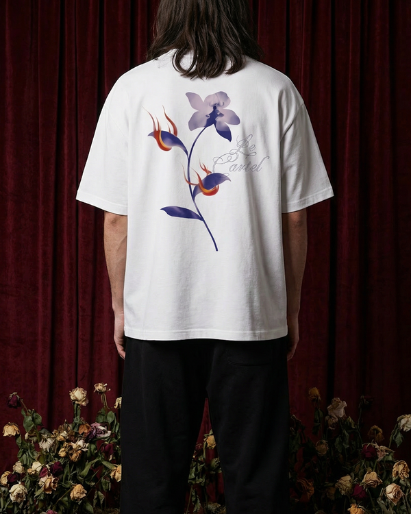 COMBUSTION LENTE・T-shirt ample unisexe・Blanc