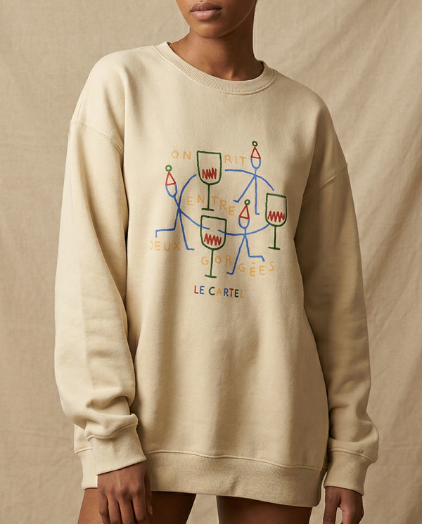 ENTRE DEUX GORGÉES・Crewneck unisexe・Crème