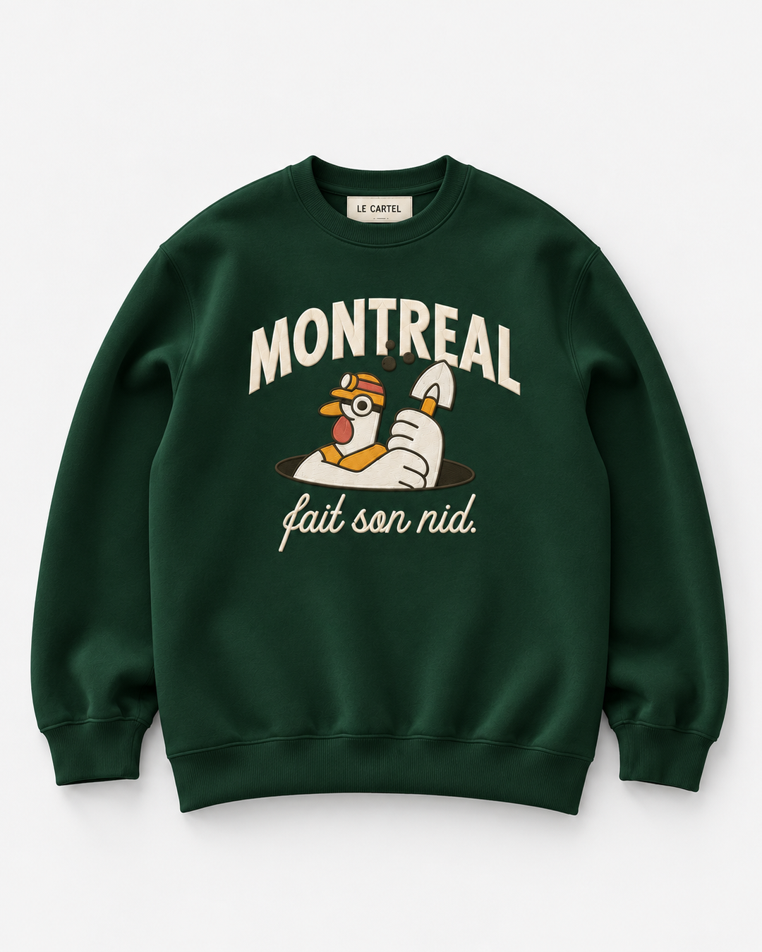 MONTRÉAL FAIT SON NID・Crewneck unisexe brodé・Vert