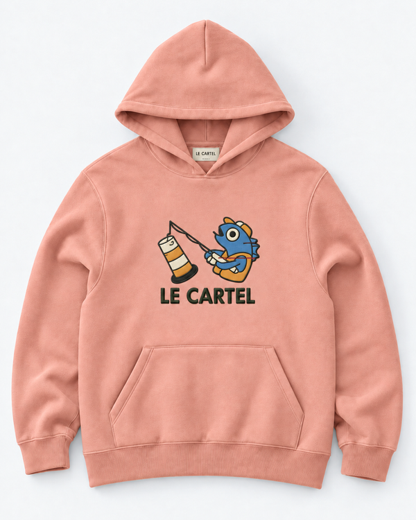 PÊCHE MIRACULEUSE・Hoodie unisexe brodé・Rose
