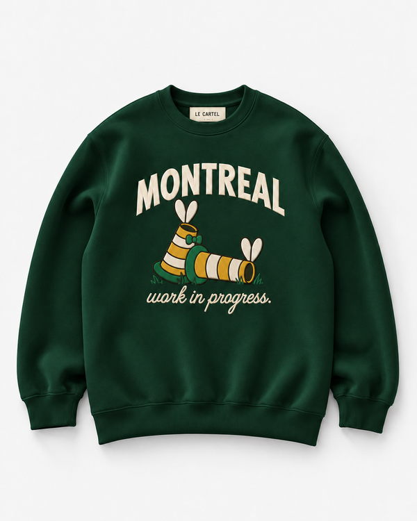 WORK IN PROGRESS・Crewneck unisexe brodé・Vert